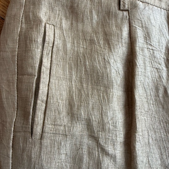 Un Jour Ailleurs Linen Blend Pant Suit Jacket Blazer Gold Metallic US 12 - Picture 11 of 12